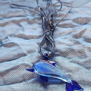 Oceanic Blue Dolphin Glass Necklace
